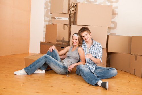 Moving equipment prepared for a residential removals job in Brompton
