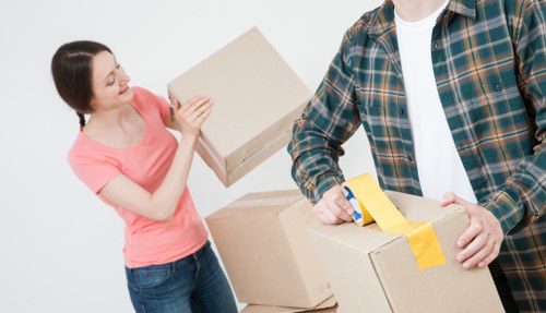 Commercial removals team coordinating a local office relocation