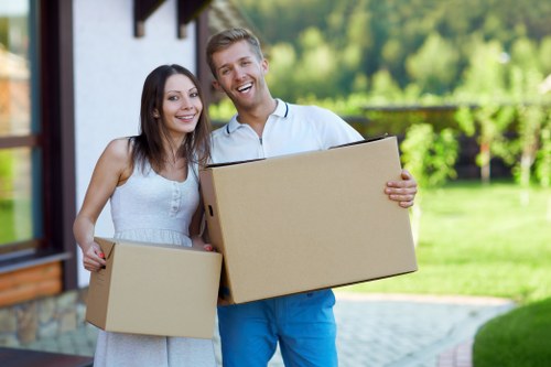 Household and office items being carried during a Brompton move