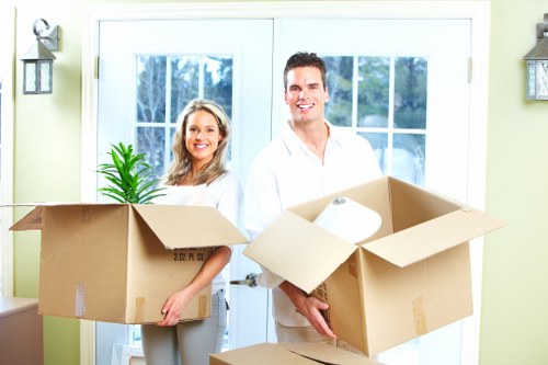 Packed household goods ready for transportation